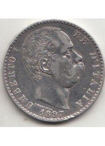 1897 Lire 2 Moneta Argento Umberto I
